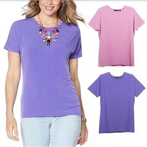 NWT Iman 3pc. Tops & Necklace Set. City Chic Tops in Pink & Purple with Necklace